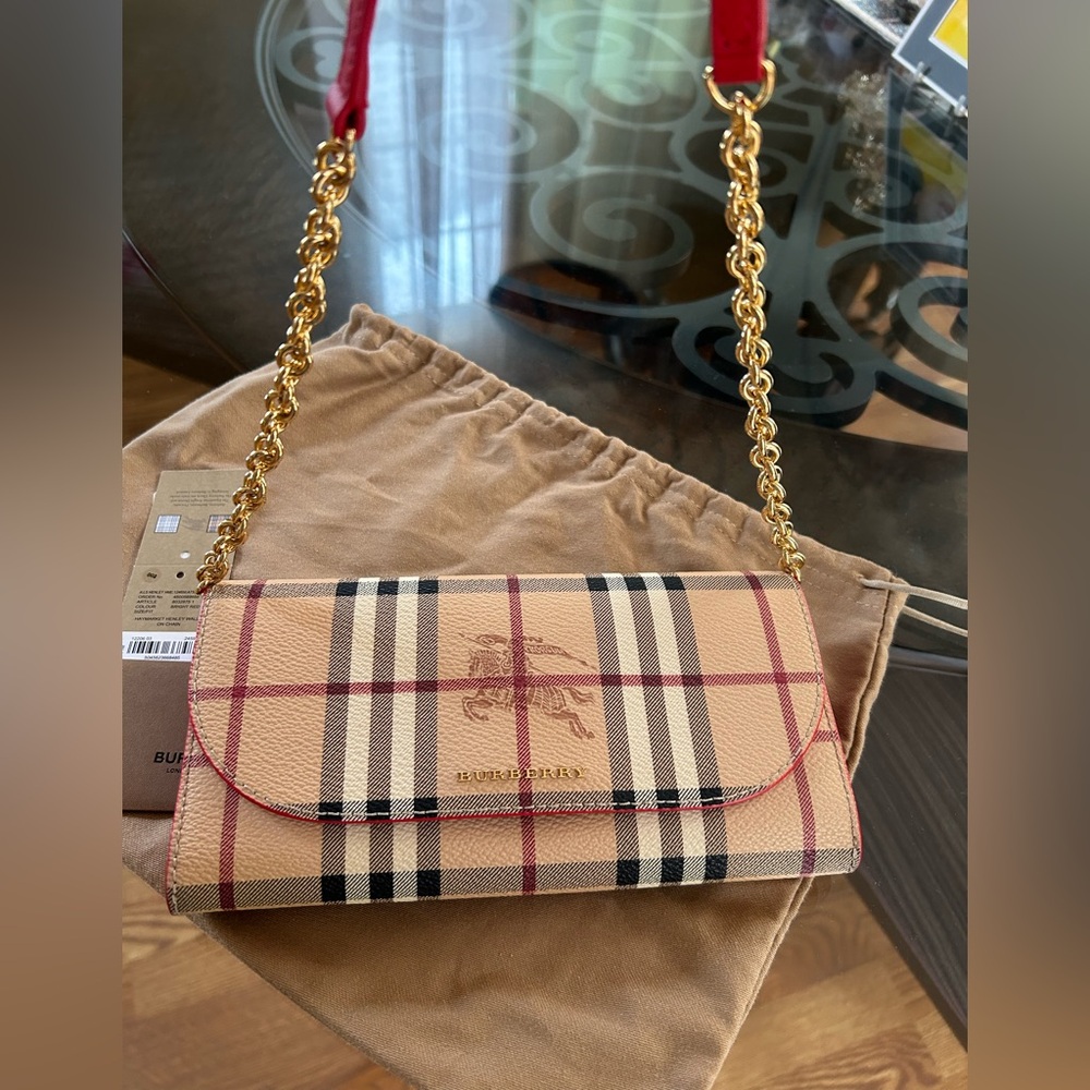 Burberry Haymarket Check Coated Canvas Henley Wallet/Crossbody/Clutch Bag
